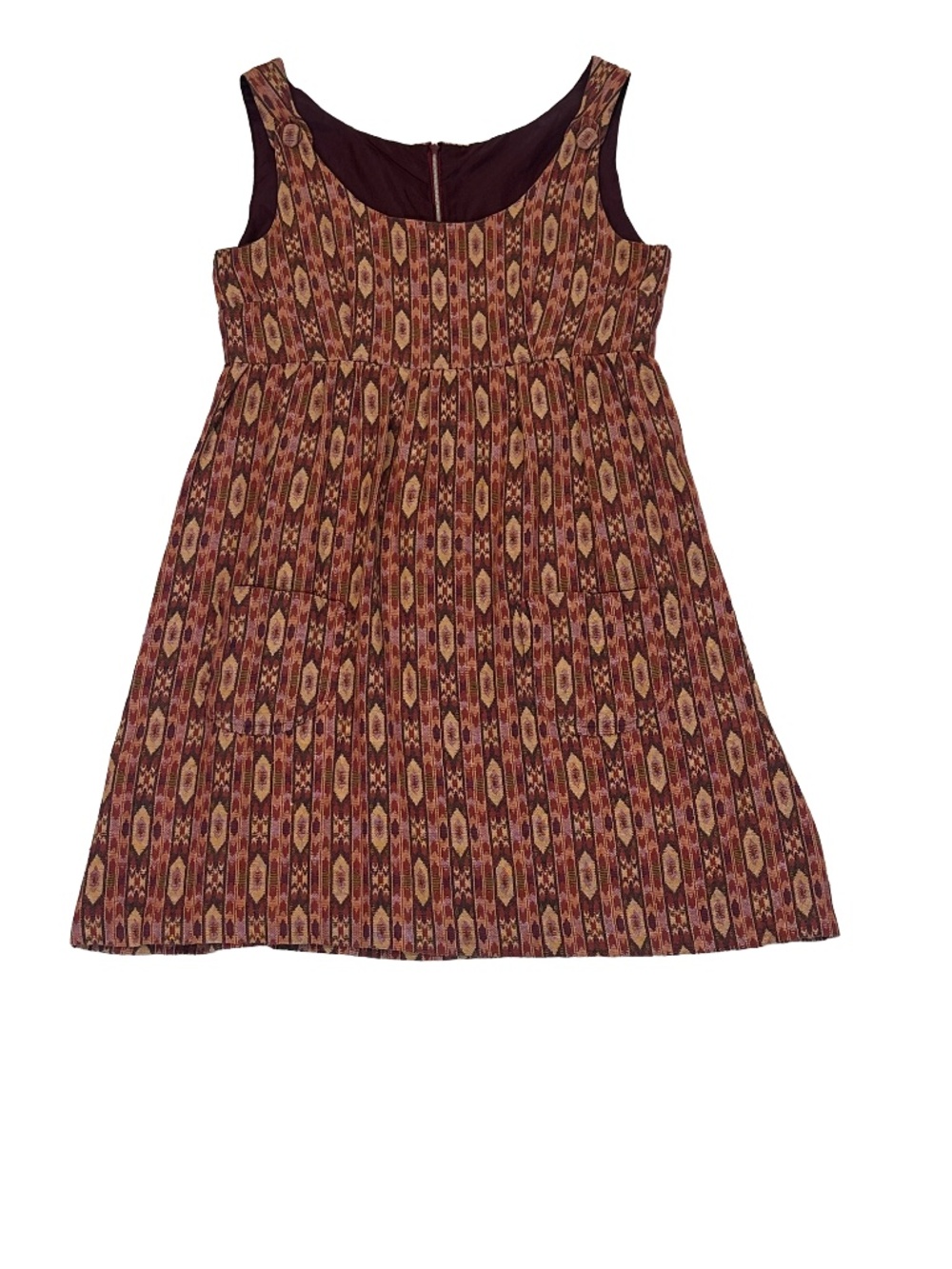 Boho Ikat Woven Tapestry Jumper Dress Pinafore w/ Pockets